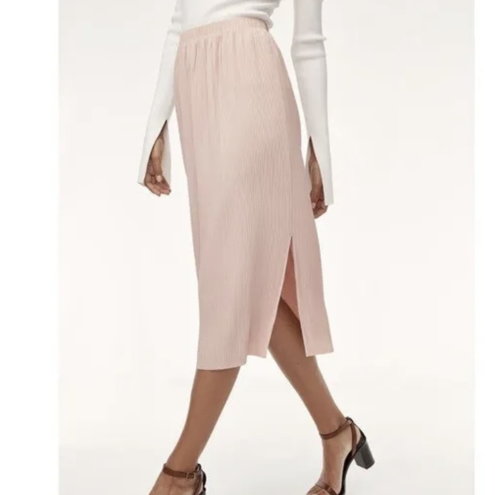 Aritzia Wilfred Celesse Pleated Midi Skirt Size Medium Grey Taupe Colour